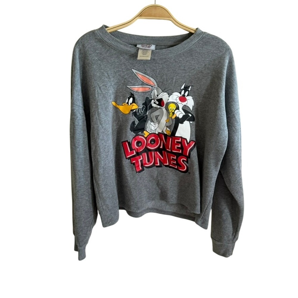 Looney Tunes Graphic Sweatshirt Mens Medium Grey Bugs Bunny Daffy Duck Pullover